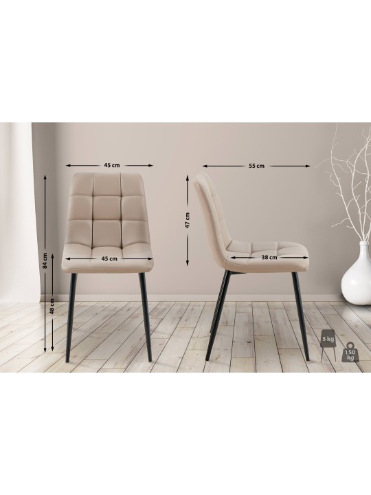 Lot de 4 chaises de salle à manger Antibes similicuir, taupe Lot de 4 chaises de salle à manger Antibes similicuir, taupe