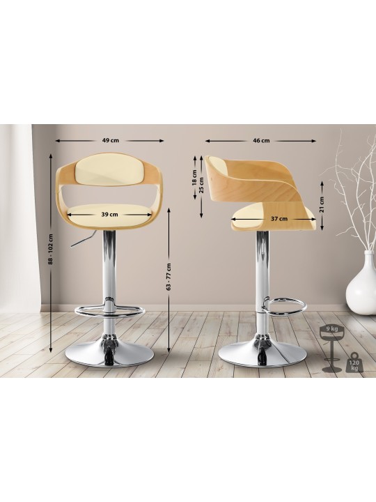 Tabouret de bar Kingston C, naturel/crème