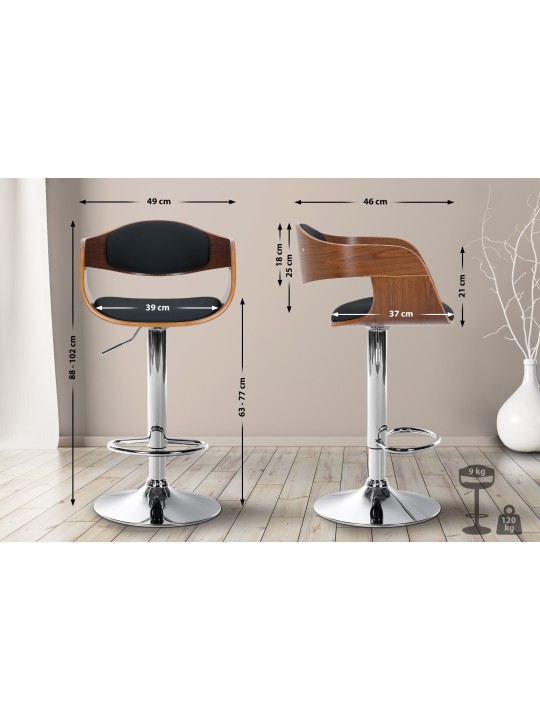 Tabouret de bar Kingston C, noyer/noir
