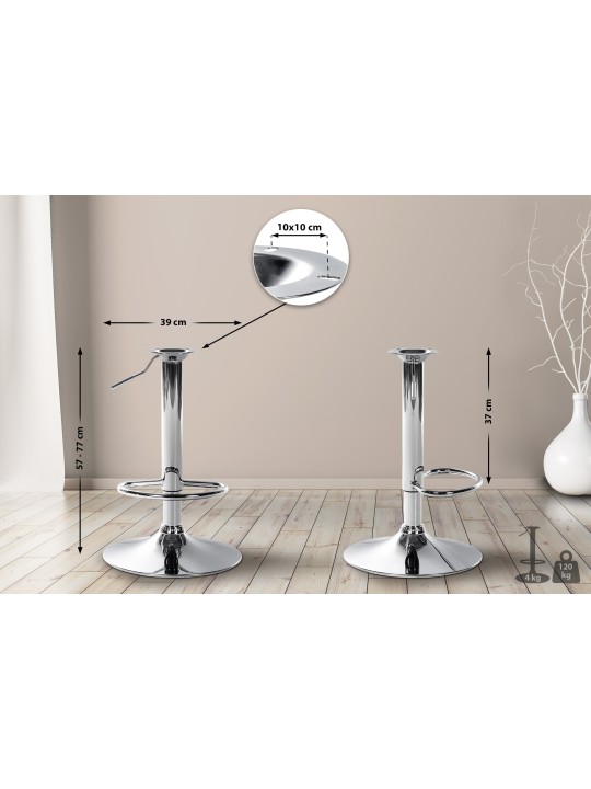Châssis de remplacement pour tabouret de bar 10 x 10 cm, chromé