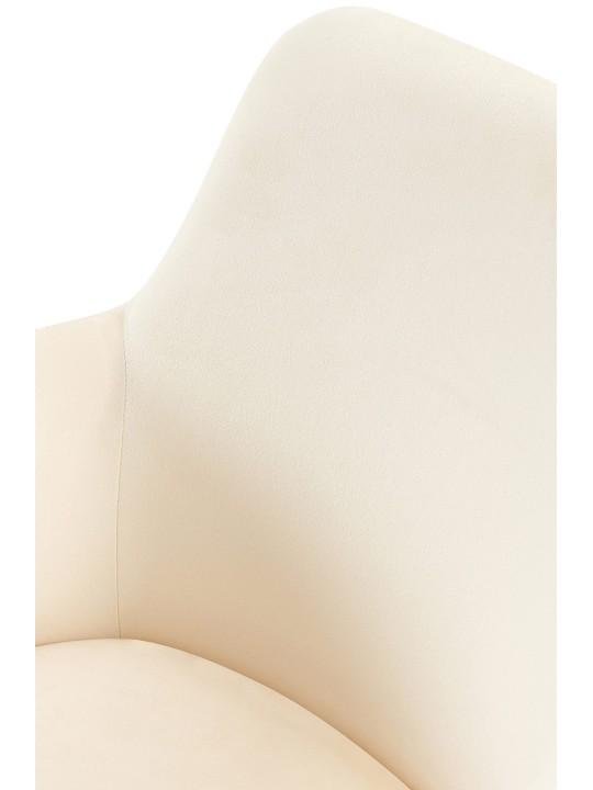 Chaise de salle à manger en velours Olema, crème
