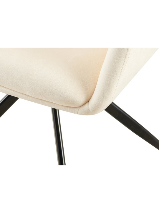 Chaise de salle à manger en velours Olema, crème
