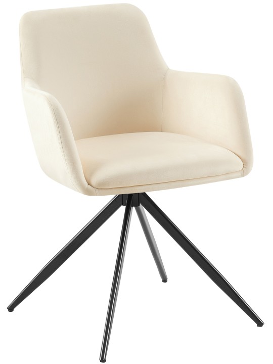 Chaise de salle à manger en velours Olema, crème