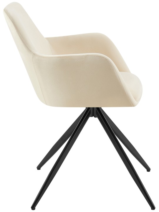 Chaise de salle à manger en velours Olema, crème