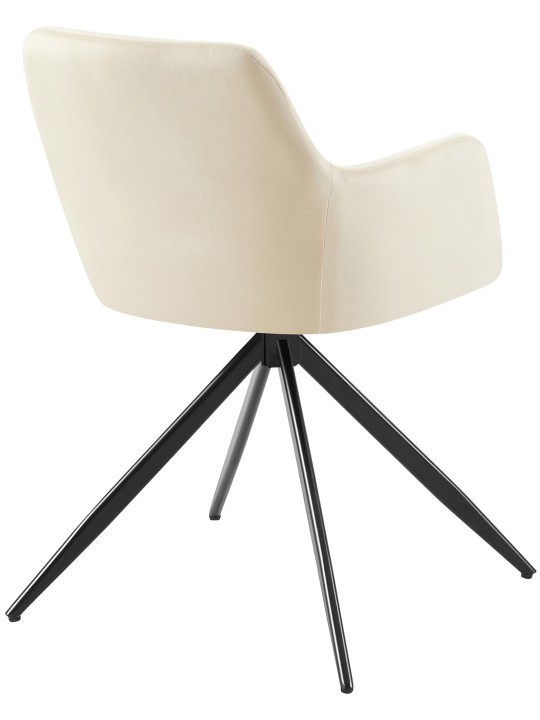 Chaise de salle à manger en velours Olema, crème