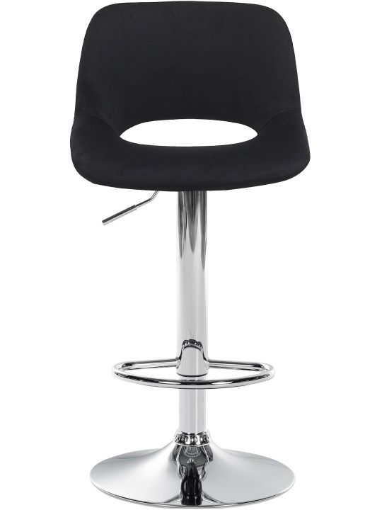 Tabouret de bar Camden velours chrome, noir