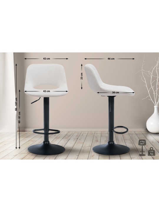 Tabouret de bar Camden velours, crème