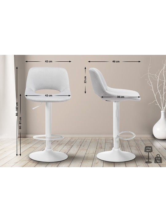 Tabouret de bar Camden velours, gris clair Tabouret de bar Camden velours, gris clair