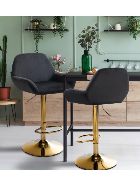 Tabouret de bar Braga Gold Velvet, noir Tabouret de bar Braga Gold Velvet, noir