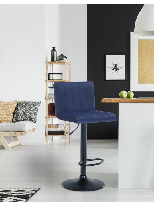 Tabouret de bar Jamie velours, bleu