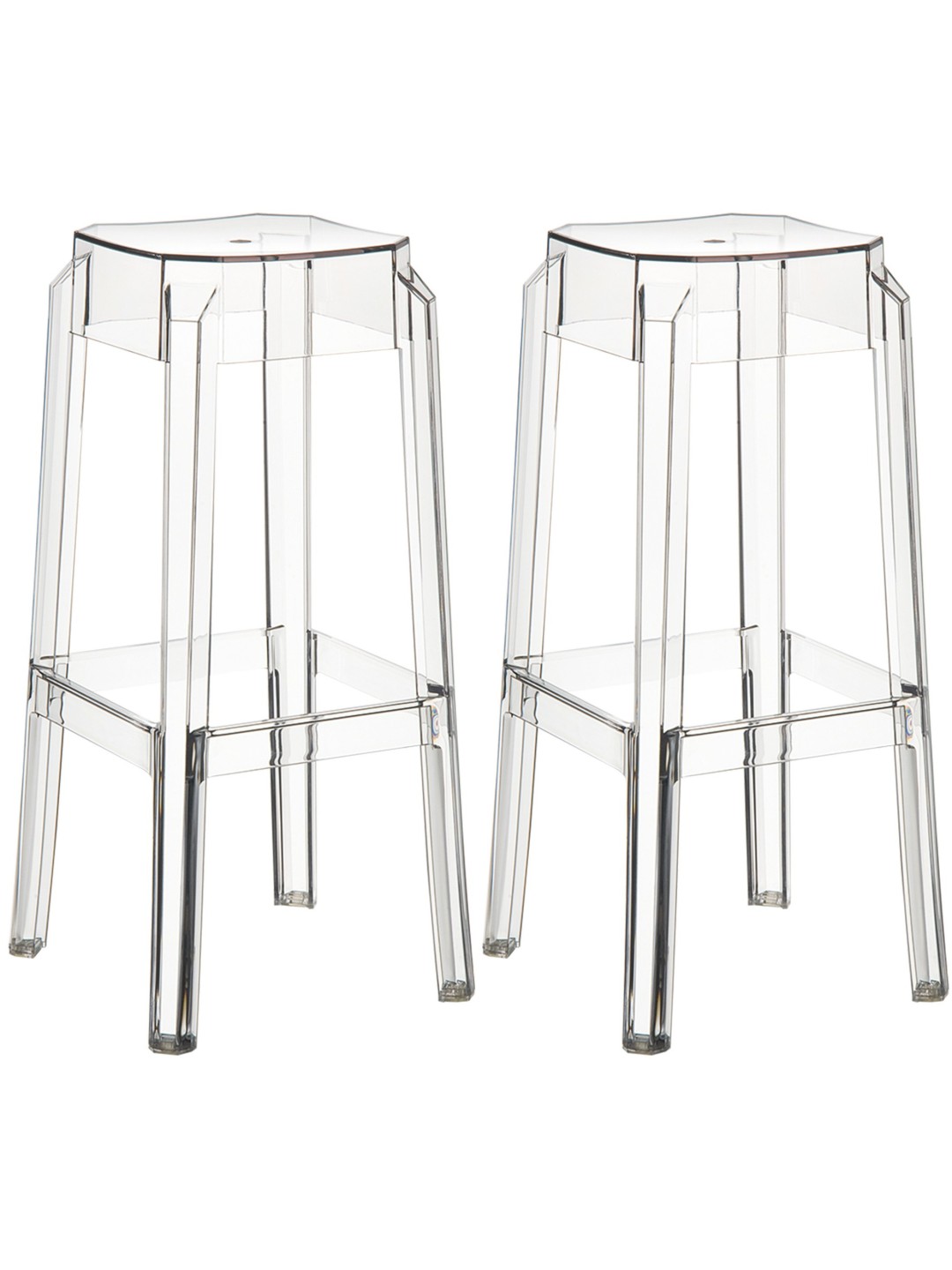 Lot de 2 tabourets de bar Fox, transparent