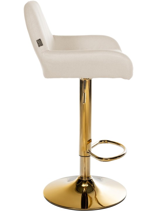 Tabouret de bar Braga Gold tissu, crème