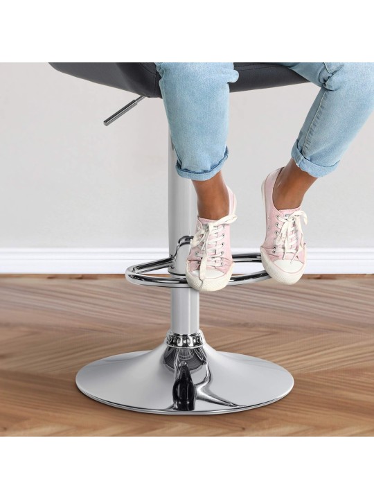 Tabouret de bar Braga velours chrome, noir