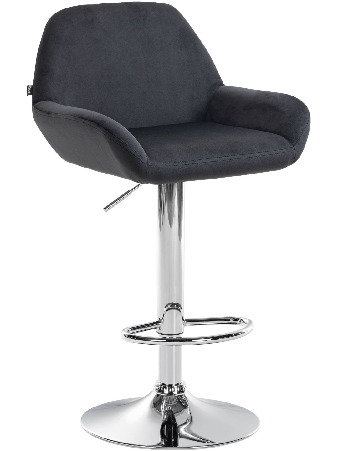 Tabouret de bar Braga velours chrome, noir