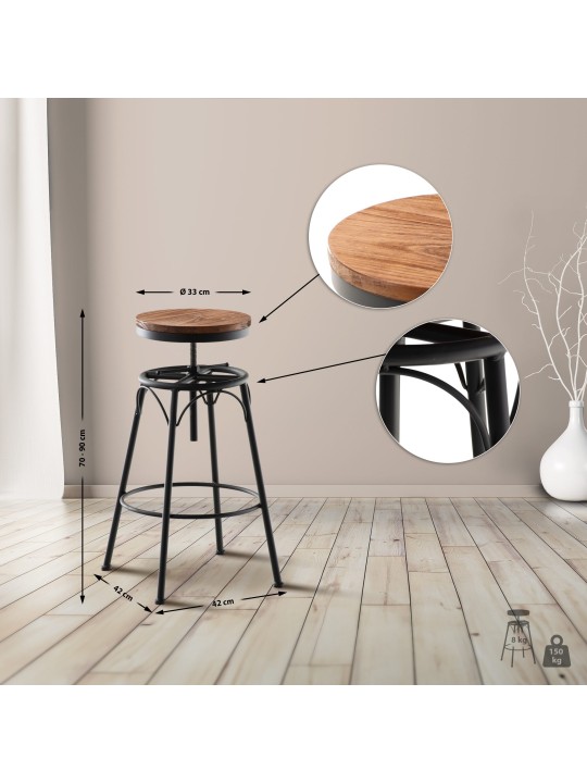Lot de 2 tabourets de bar Beam, noir Lot de 2 tabourets de bar Beam, noir