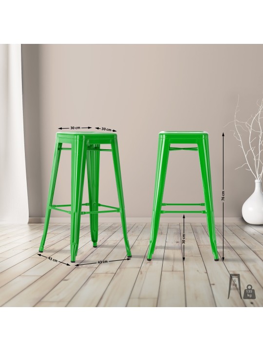 Lot de 2 tabourets de bar Joshua, vert Lot de 2 tabourets de bar Joshua, vert