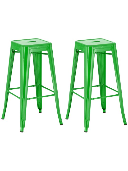 Lot de 2 tabourets de bar Joshua, vert Lot de 2 tabourets de bar Joshua, vert