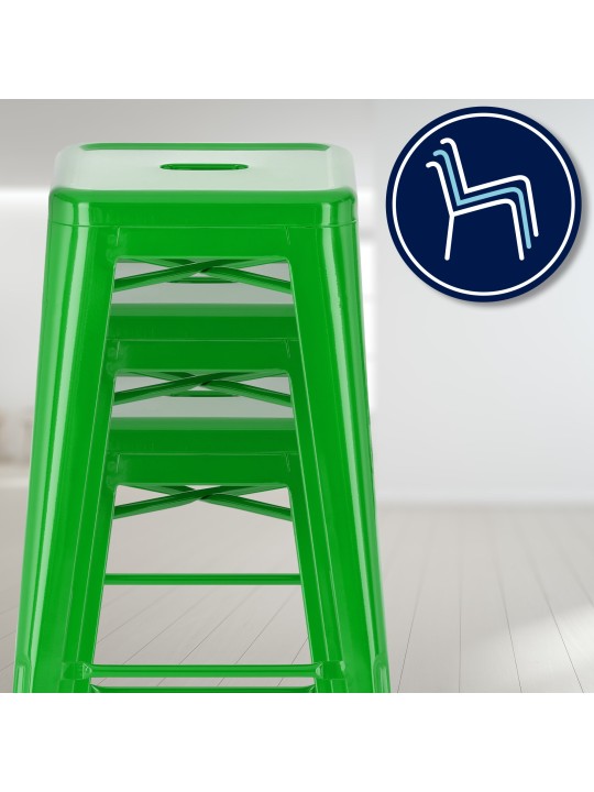 Lot de 2 tabourets de bar Joshua, vert Lot de 2 tabourets de bar Joshua, vert
