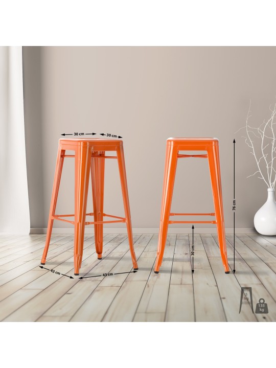 Lot de 2 tabourets de bar Joshua, orange Lot de 2 tabourets de bar Joshua, orange
