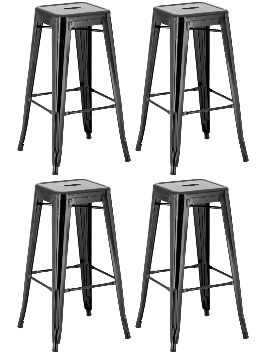 Lot de 4 tabourets de bar Joshua, noir