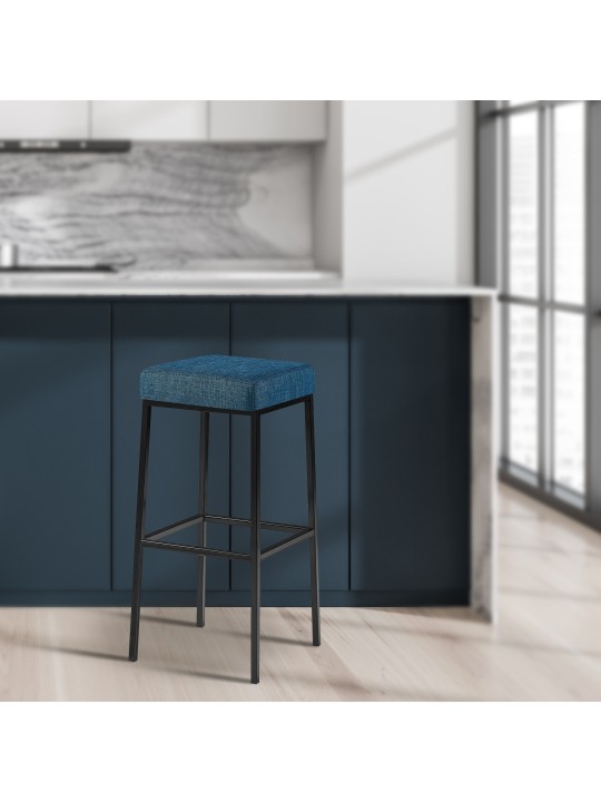 Tabouret de bar Montréal B85 tissu, bleu