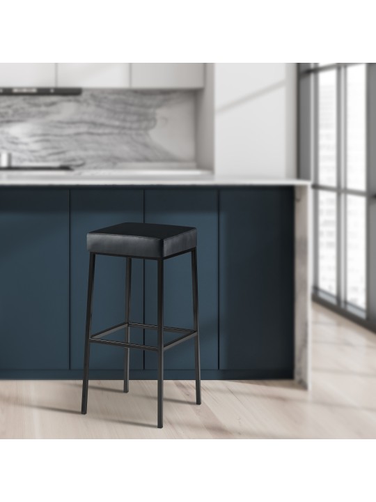 Lot de 2 tabourets de bar Montréal 85 simili cuir, noir Lot de 2 tabourets de bar Montréal 85 simili cuir, noir