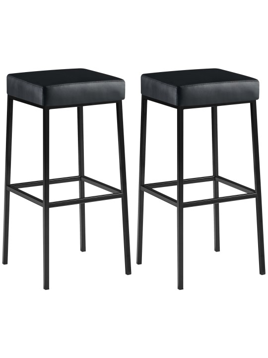 Lot de 2 tabourets de bar Montréal 85 simili cuir, noir Lot de 2 tabourets de bar Montréal 85 simili cuir, noir