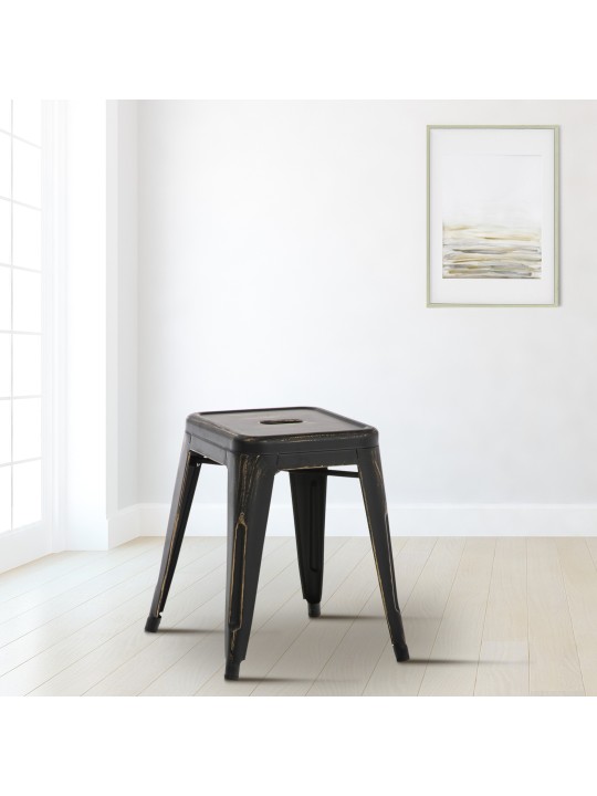 Tabouret Armin antique, noir-or