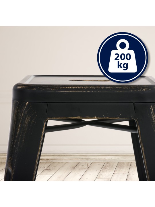 Tabouret Armin antique, noir-or