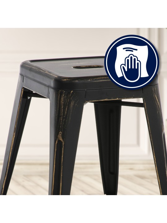 Tabouret Armin antique, noir-or