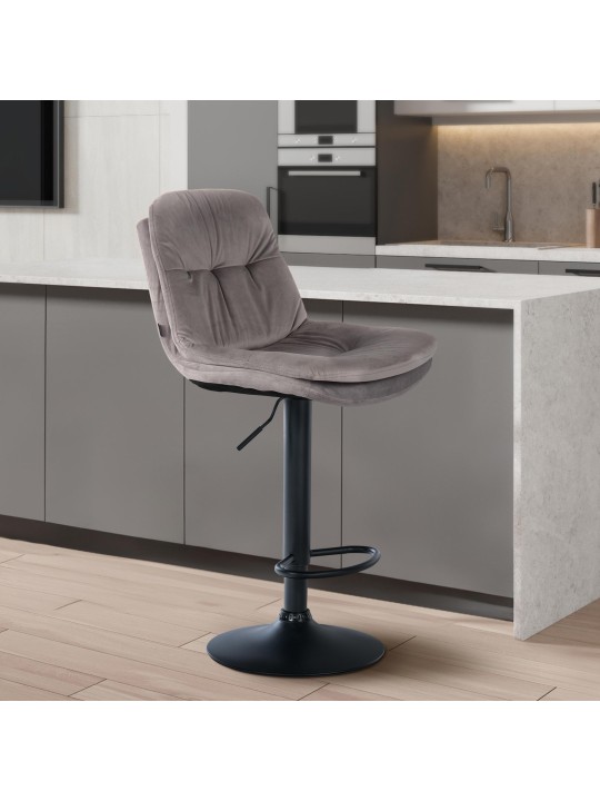 Tabouret de bar Laurel velours, gris