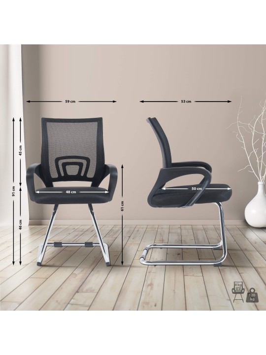 Lot de 2 chaises visiteurs Eureka, noir Lot de 2 chaises visiteurs Eureka, noir
