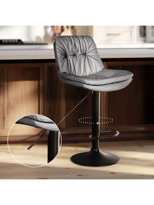 Tabouret de bar Laurel simili cuir, gris