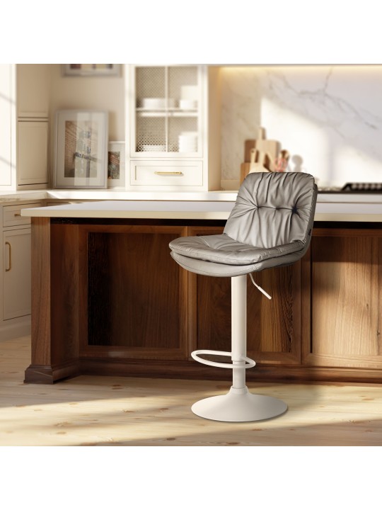Tabouret de bar Laurel simili cuir, gris