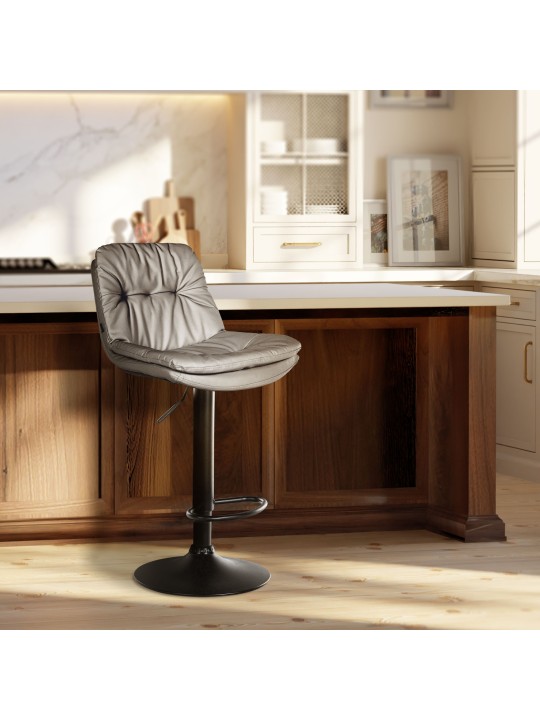 Tabouret de bar Laurel simili cuir, gris