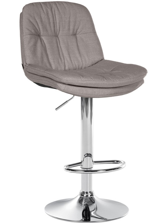 Tabouret de bar Laurel tissu chromé, gris