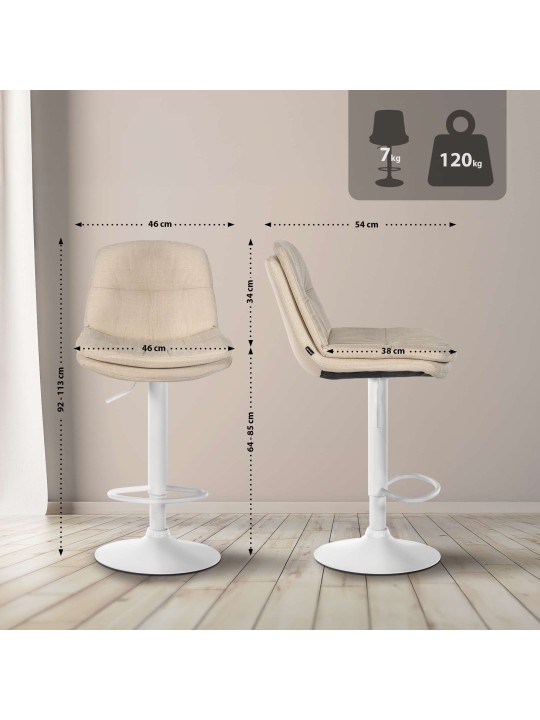 Tabouret de bar Laurel tissu, crème Tabouret de bar Laurel tissu, crème
