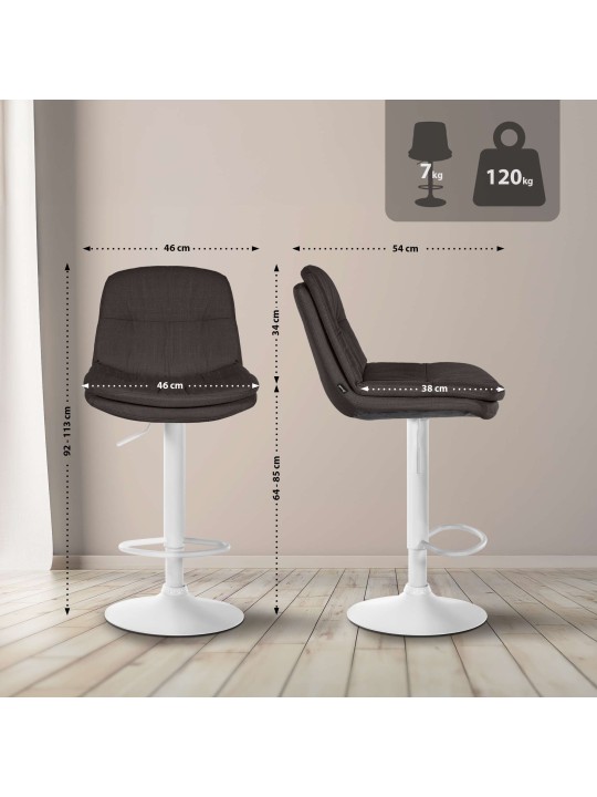 Tabouret de bar Laurel tissu, gris foncé