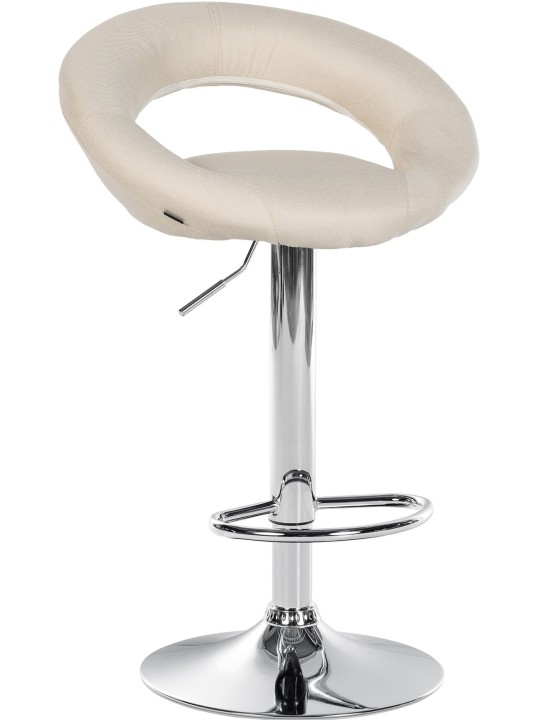 Tabouret de bar Olinda tissu chrome, crème Tabouret de bar Olinda tissu chrome, crème