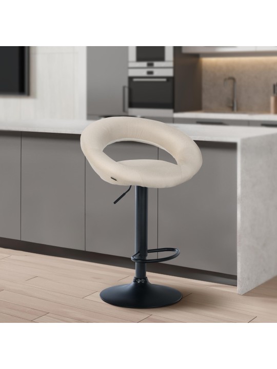 Tabouret de bar Olinda tissu noir, crème Tabouret de bar Olinda tissu noir, crème