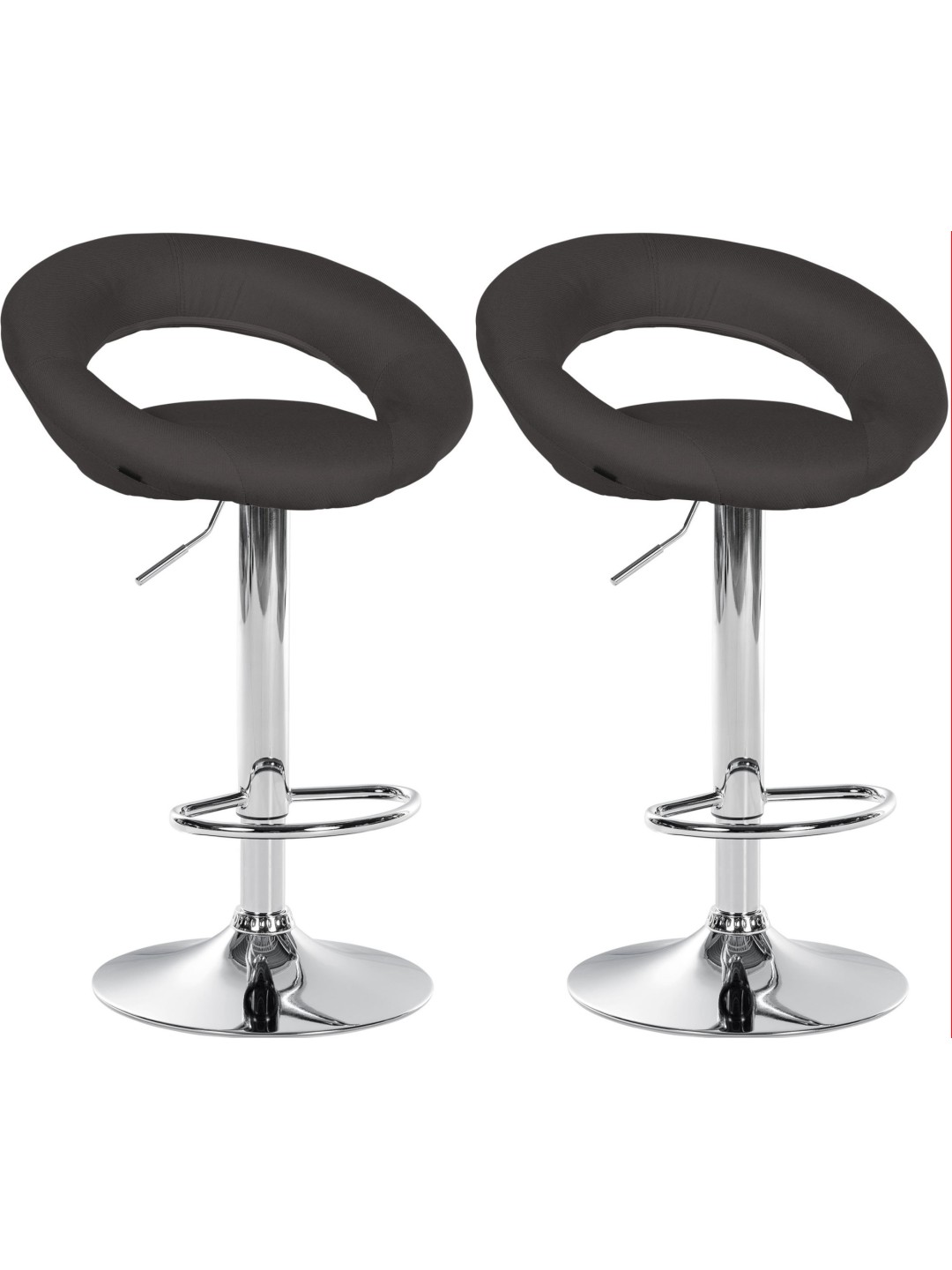 Lot de 2 tabourets de bar Olinda tissu chrome, gris foncé