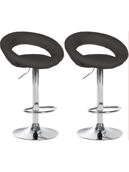 Lot de 2 tabourets de bar Olinda tissu chrome, gris foncé Lot de 2 tabourets de bar Olinda tissu chrome, gris foncé