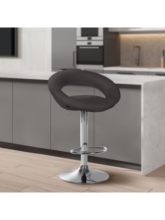 Lot de 2 tabourets de bar Olinda tissu chrome, gris foncé Lot de 2 tabourets de bar Olinda tissu chrome, gris foncé