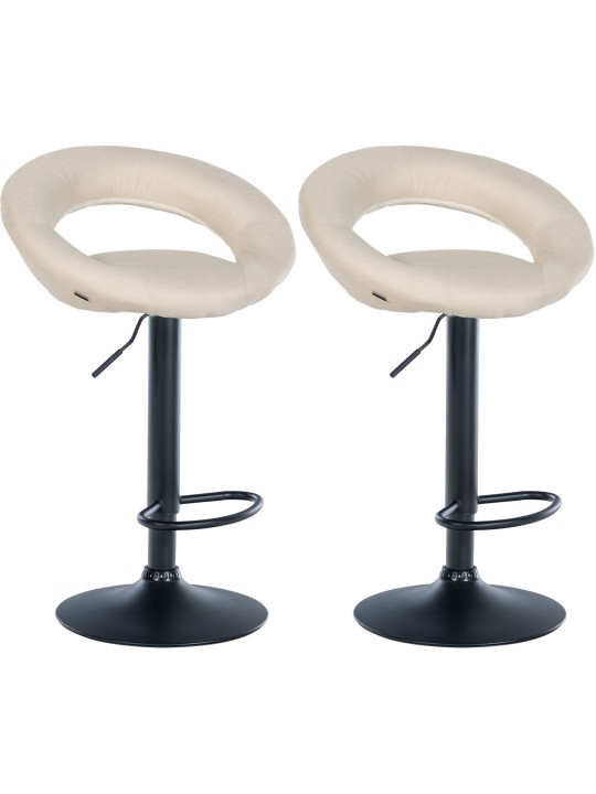 Lot de 2 tabourets de bar Olinda tissu noir, crème Lot de 2 tabourets de bar Olinda tissu noir, crème