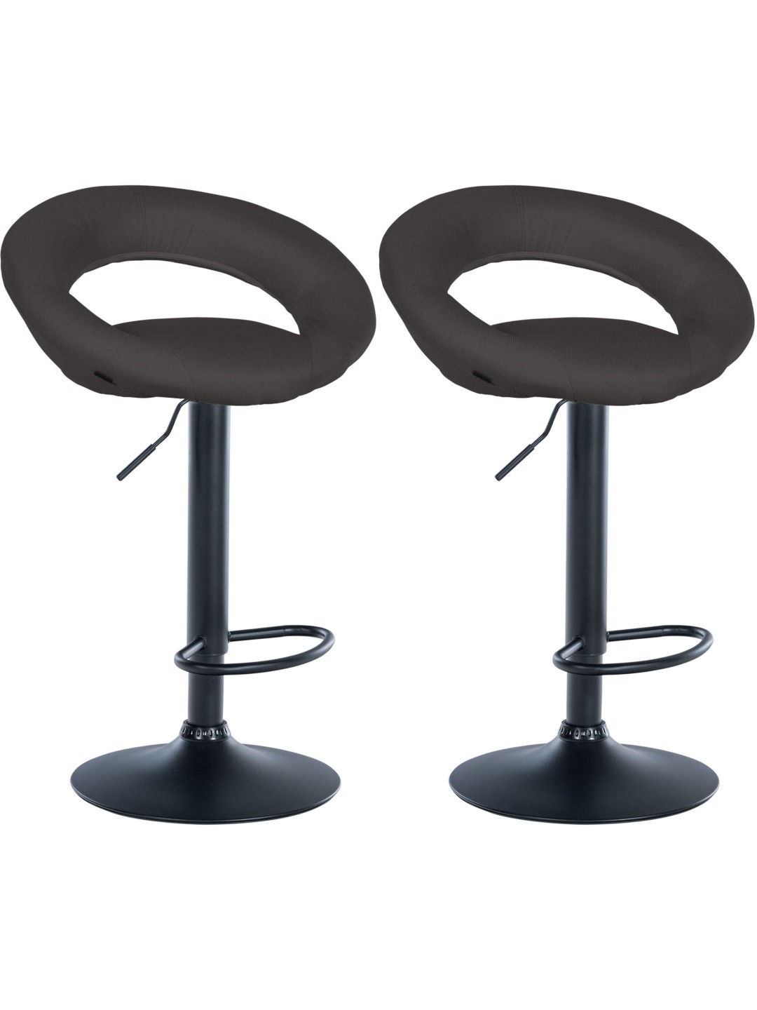Lot de 2 tabourets de bar Olinda tissu noir, gris foncé