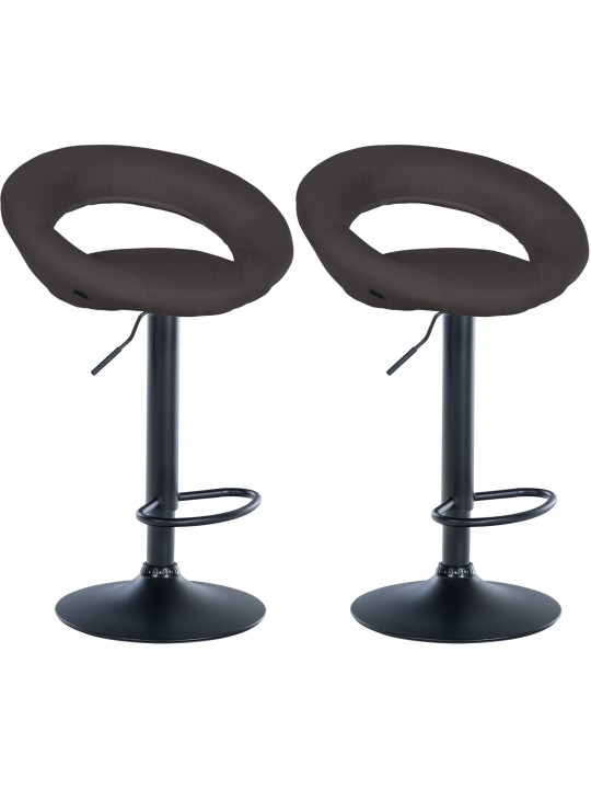Lot de 2 tabourets de bar Olinda tissu noir, gris foncé Lot de 2 tabourets de bar Olinda tissu noir, gris foncé