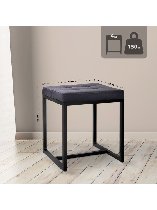 Tabouret Barci B tissu, noir