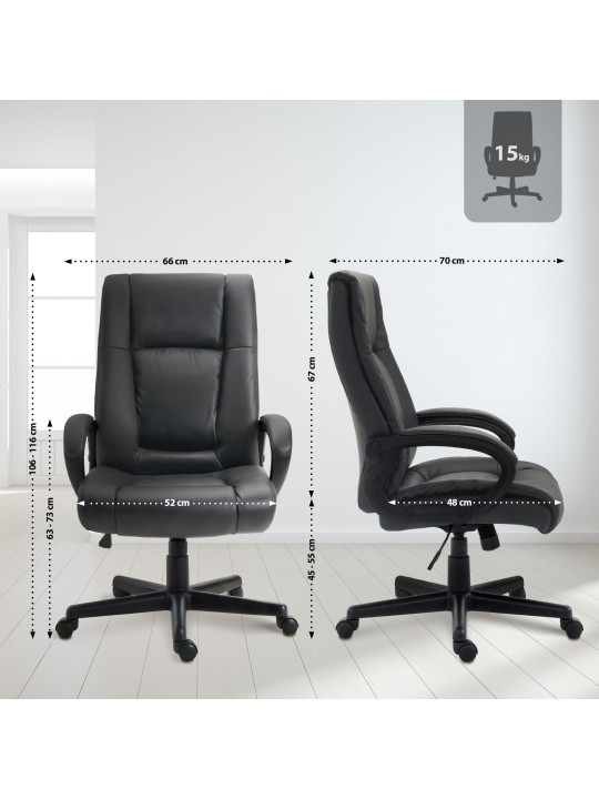 Chaise de bureau XL Sparta simili cuir, noir Chaise de bureau XL Sparta simili cuir, noir