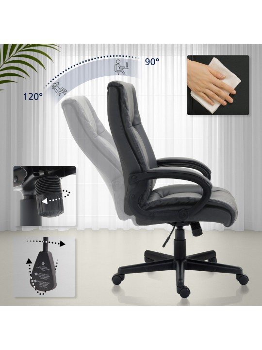Chaise de bureau XL Sparta simili cuir, noir Chaise de bureau XL Sparta simili cuir, noir