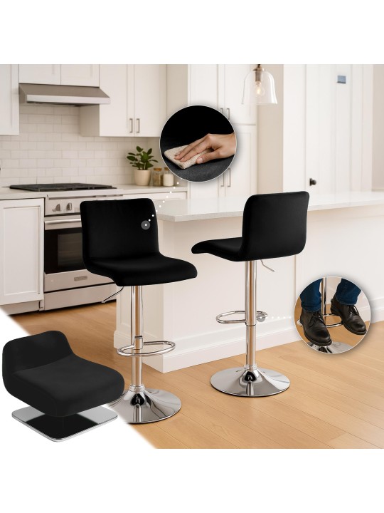 Tabouret de bar Hoover velours C, noir